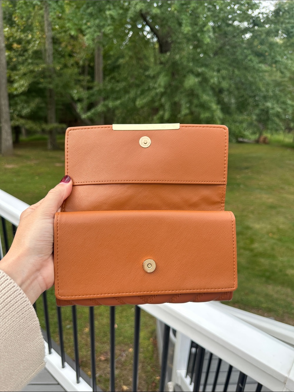 Yves Saint Laurent Rust Chevron Quilted Wallet with Gold Logo - Picture 4 of 11